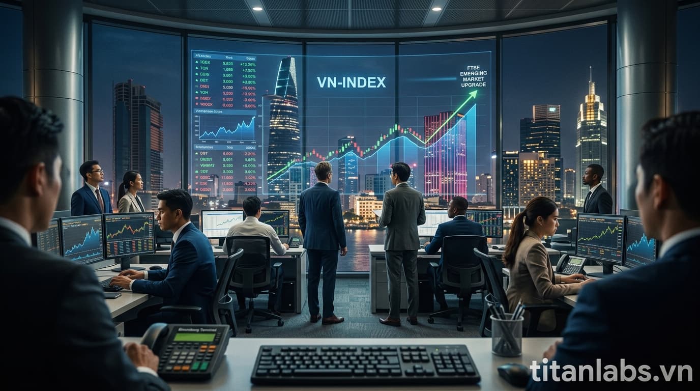Thị trường VN-Index dõi theo tin nâng hạng FTSE