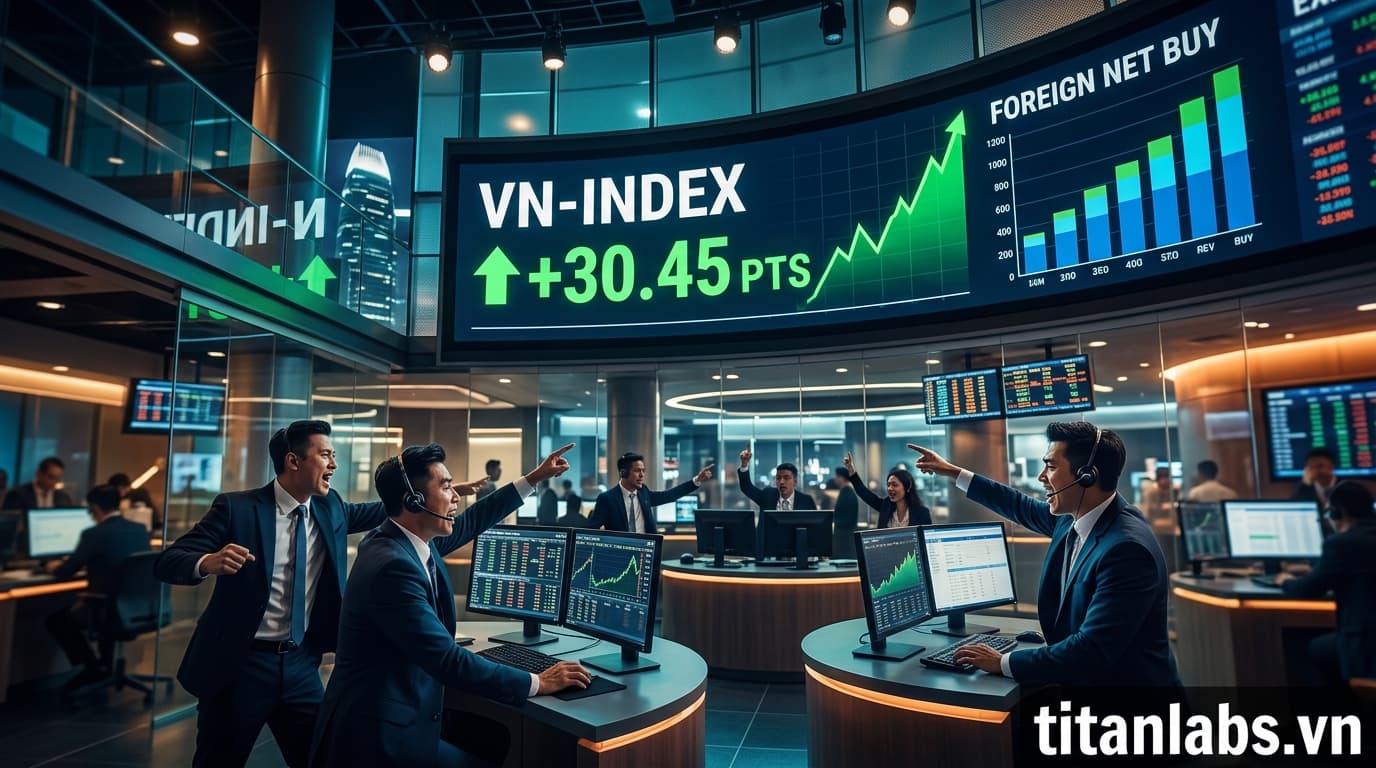VN-Index tăng hơn 30 điểm, khối ngoại mua ròng