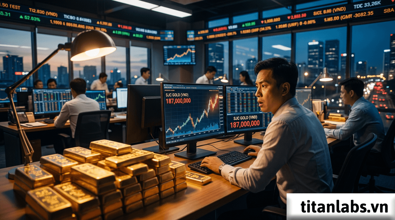 Giá vàng miếng SJC vượt 187 triệu đồng/lượng