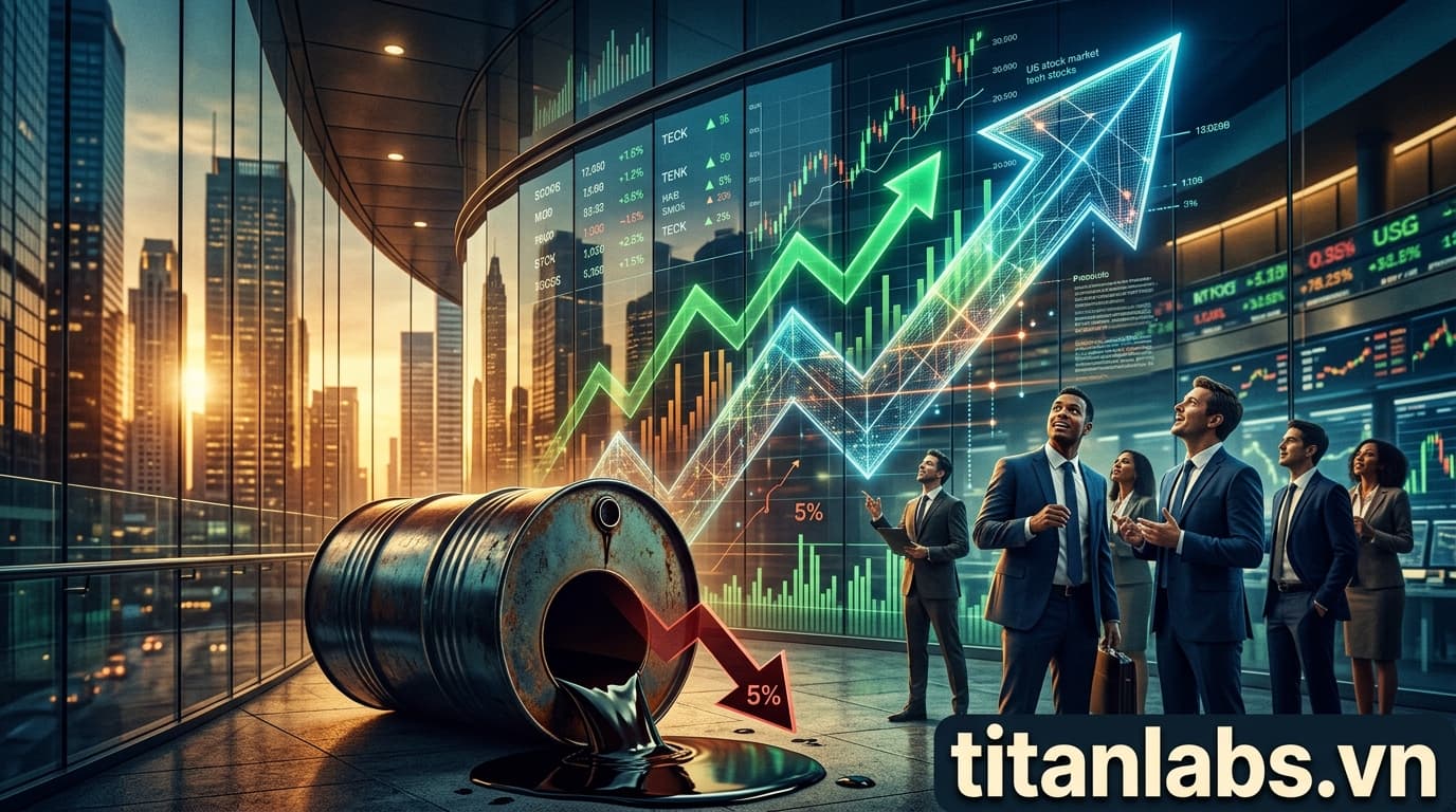 Chứng khoán Mỹ tăng mạnh nhờ công nghệ, giá dầu sụt 5%