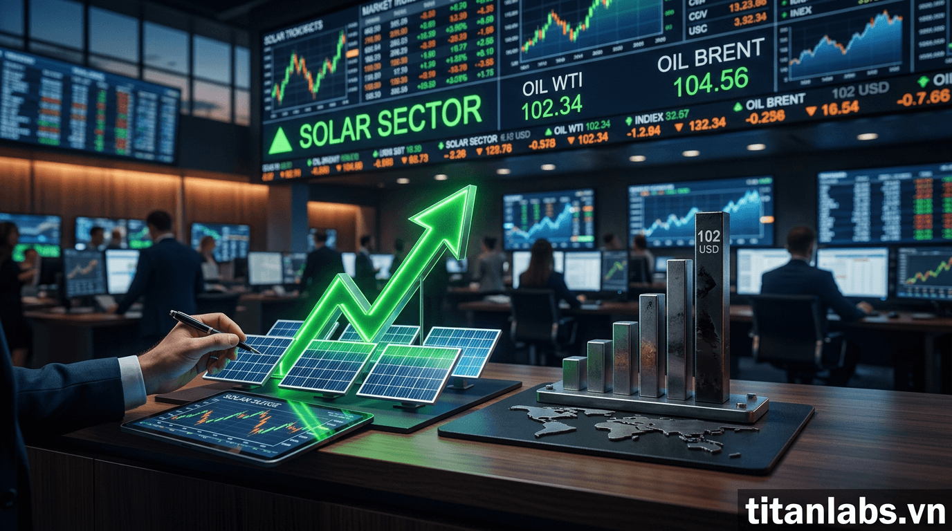 Cổ phiếu điện mặt trời 'nóng' khi giá dầu vượt 102 USD