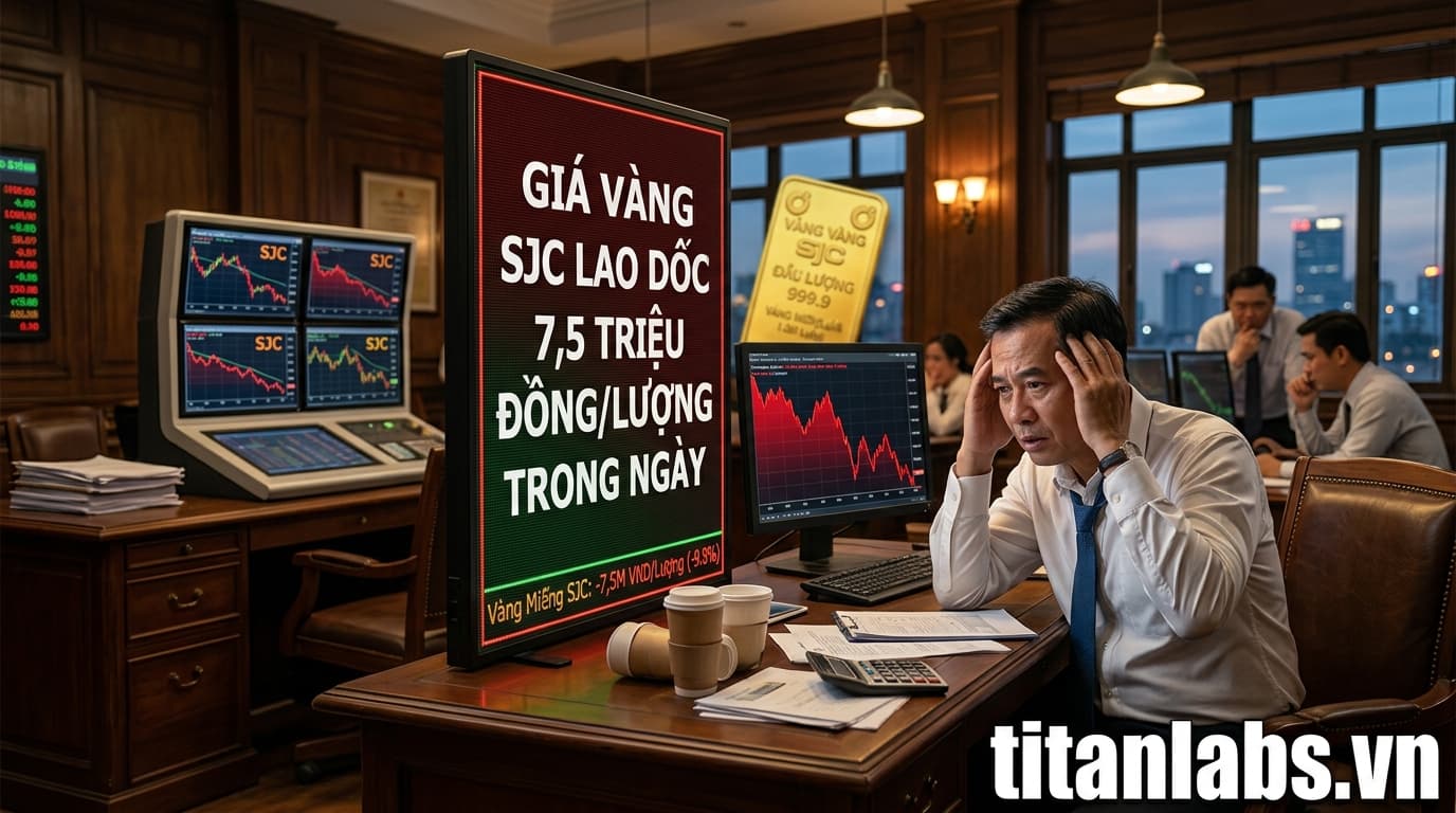 Giá vàng SJC lao dốc 7,5 triệu đồng/lượng trong ngày
