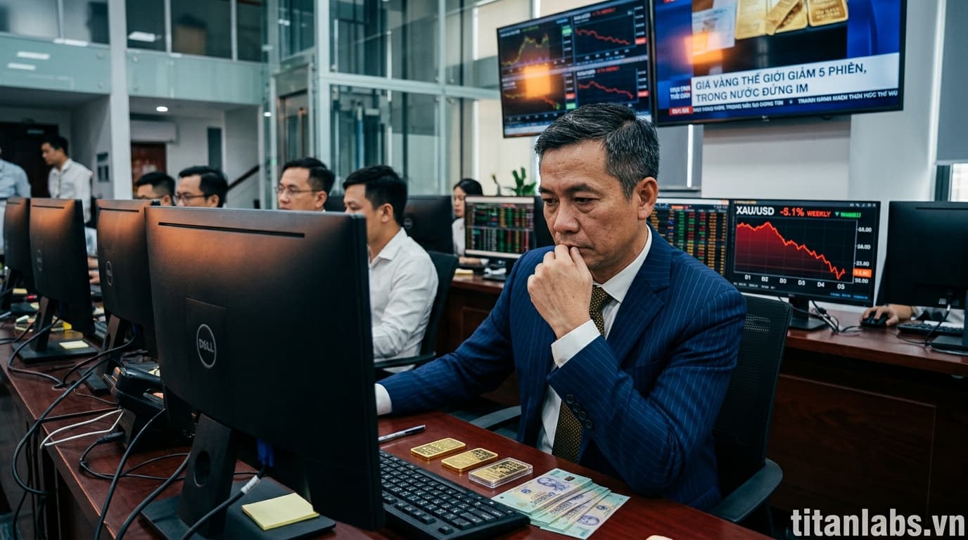 Giá vàng thế giới giảm phiên thứ 5, trong nước đứng im