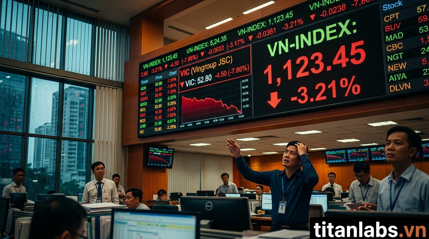 VN-Index giảm mạnh cuối phiên do VIC bị ép giá