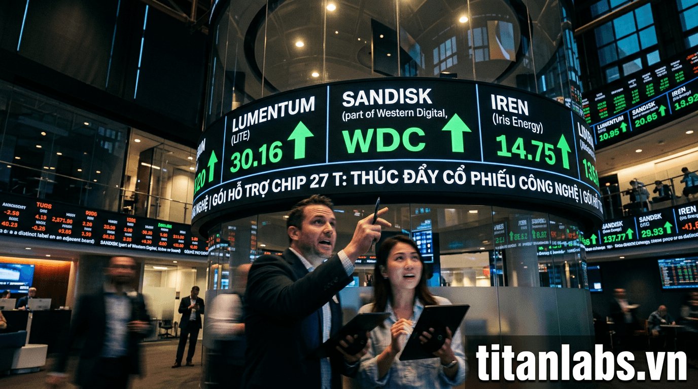 Lumentum, SanDisk và IREN tăng mạnh nhờ gói hỗ trợ chip 27 tỷ USD