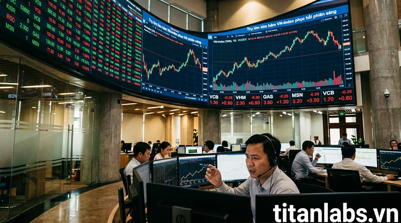 Trụ lớn kìm hãm VN-Index phục hồi phiên sáng