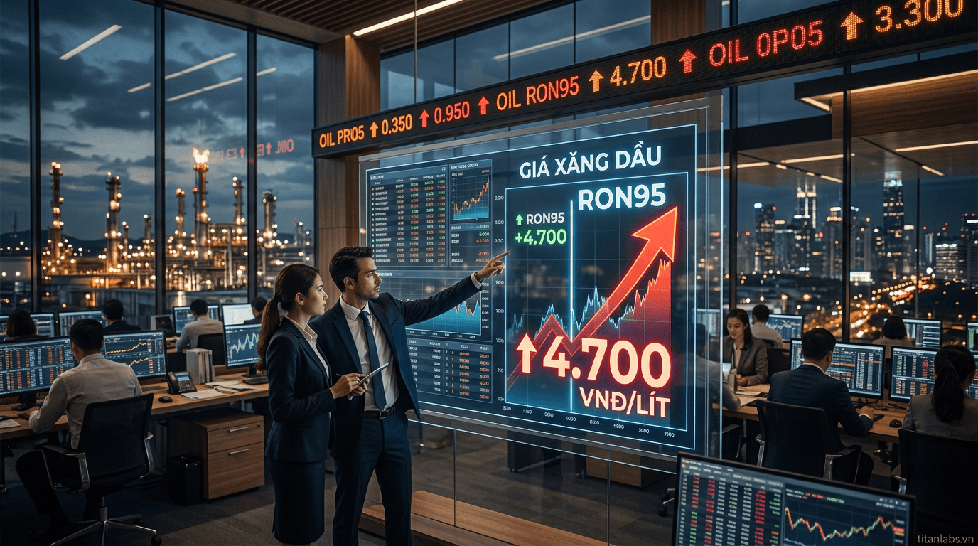 Giá xăng dầu tăng mạnh: RON95 tăng hơn 4.700 đồng/lít