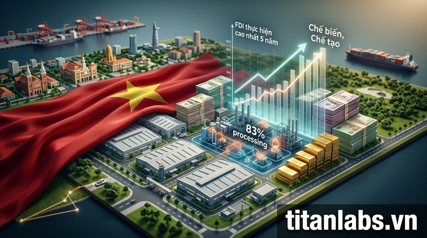 FDI thực hiện cao nhất 5 năm, gần 83% vào chế biến