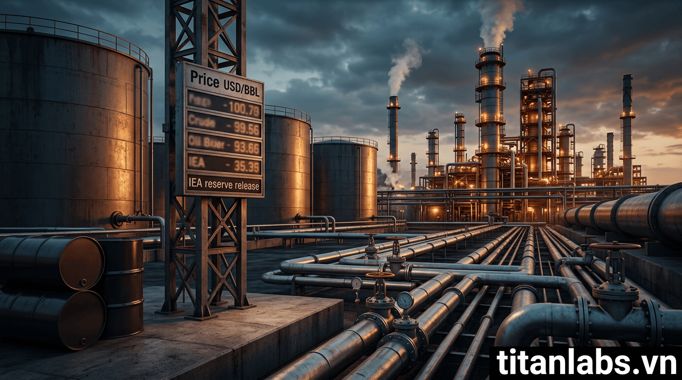 Giá dầu lại lên gần 100 USD/thùng dù IEA xả kho dự trữ