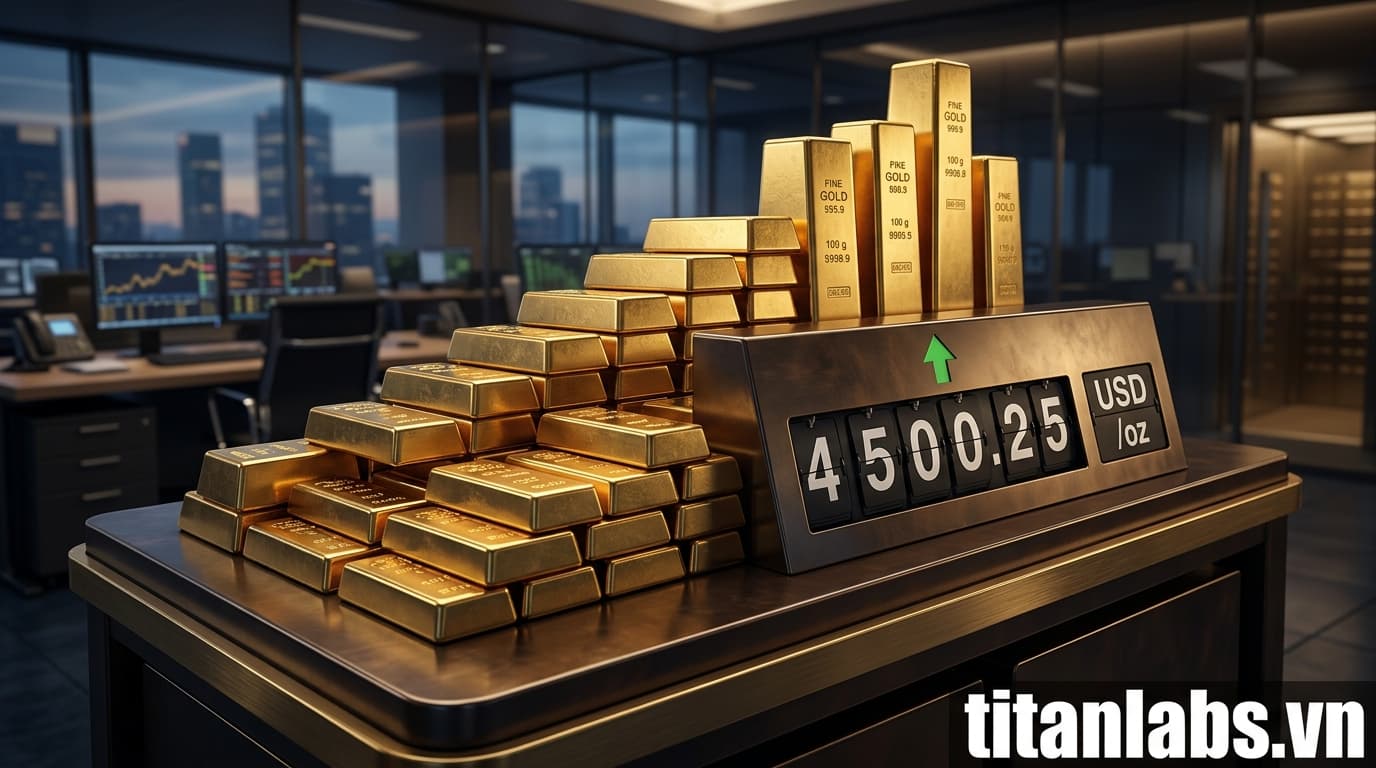 Giá vàng phục hồi mạnh, vượt 4.500 USD/oz