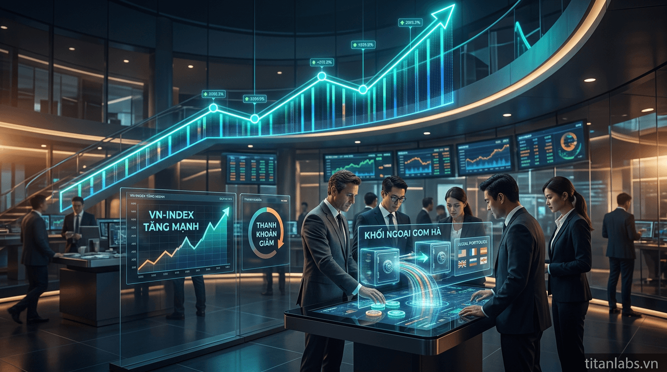 VN-Index tăng mạnh, thanh khoản giảm nhưng khối ngoại gom hàng