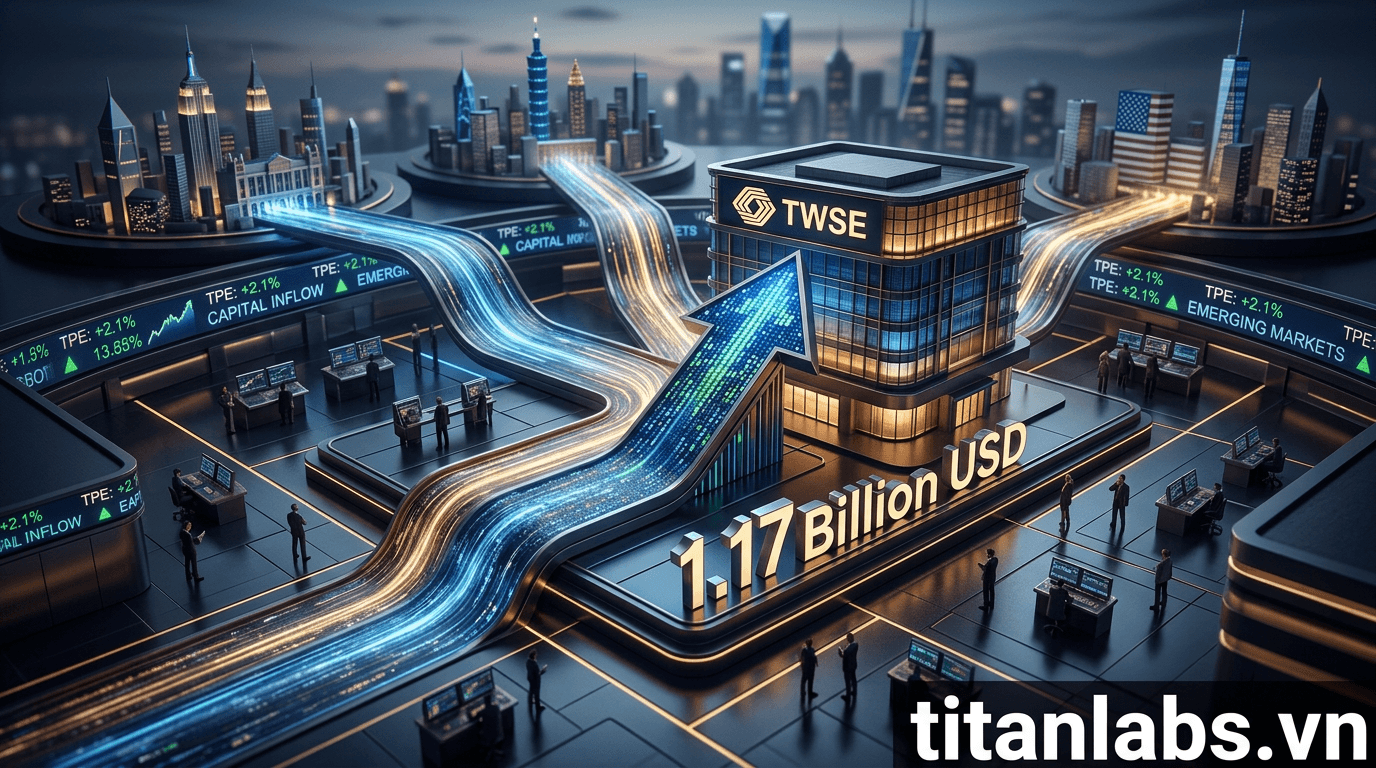 Dòng vốn ngoại rót 1,17 tỷ USD vào chứng khoán Đài Loan