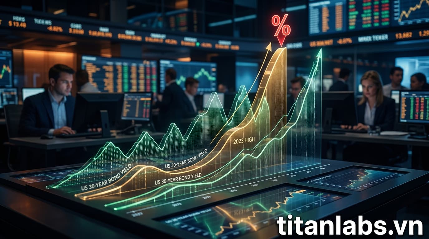 Lợi suất Trái phiếu Mỹ 30 năm dao động gần đỉnh 2023