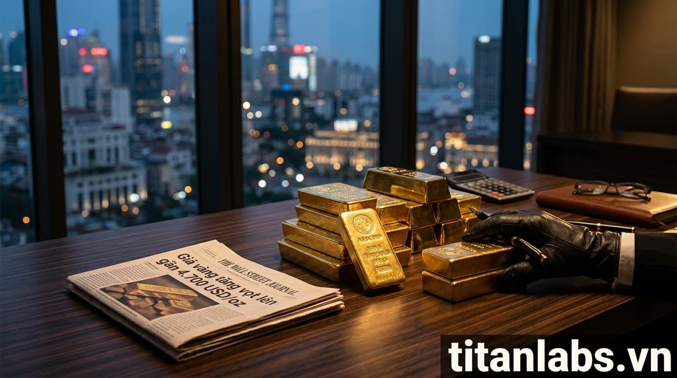 Giá vàng tăng vọt lên gần 4.700 USD/oz