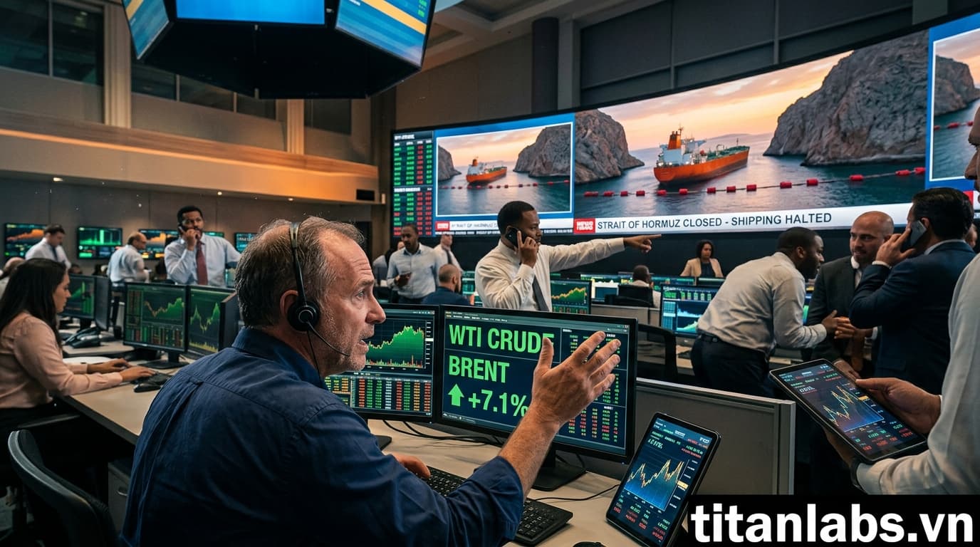 Giá dầu tăng 7% sau khi eo biển Hormuz bị đóng cửa