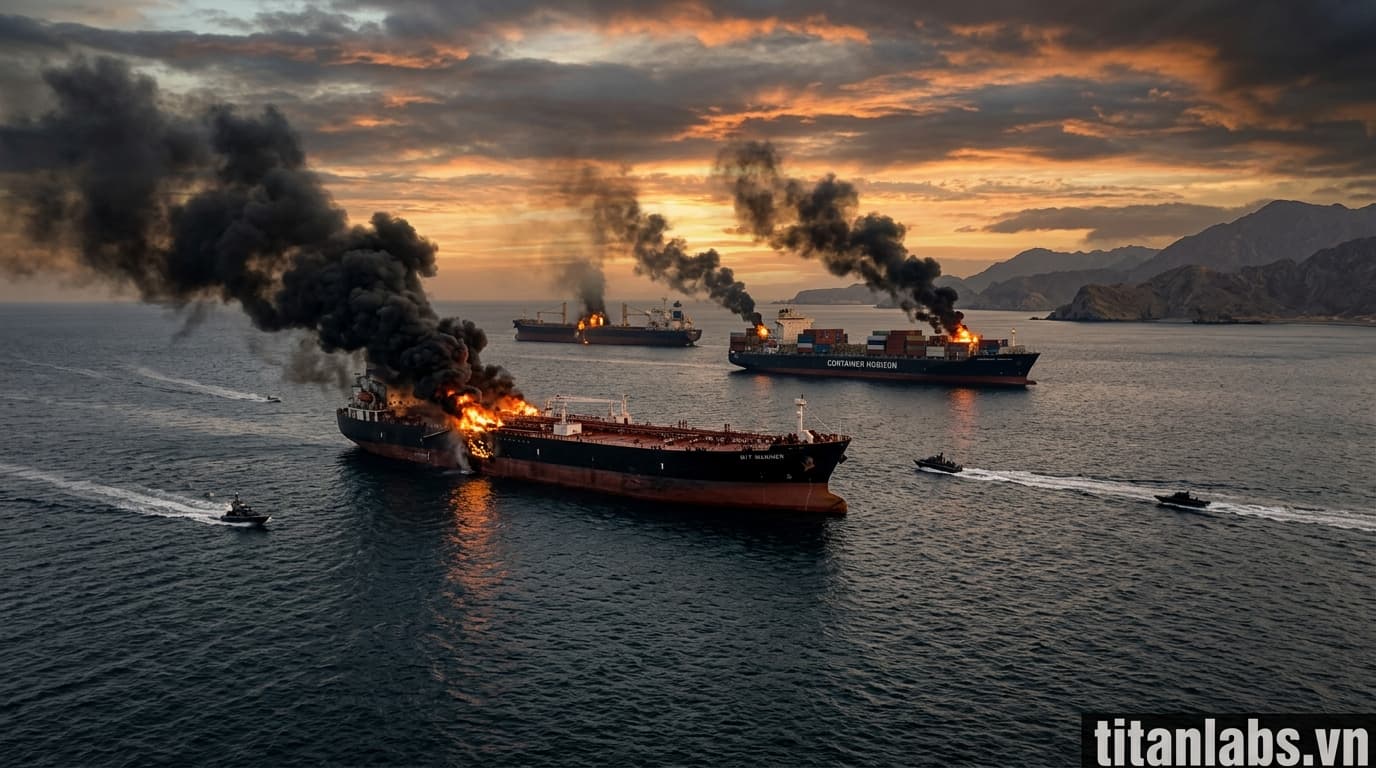 Iran tấn công 3 tàu tại Eo biển Hormuz