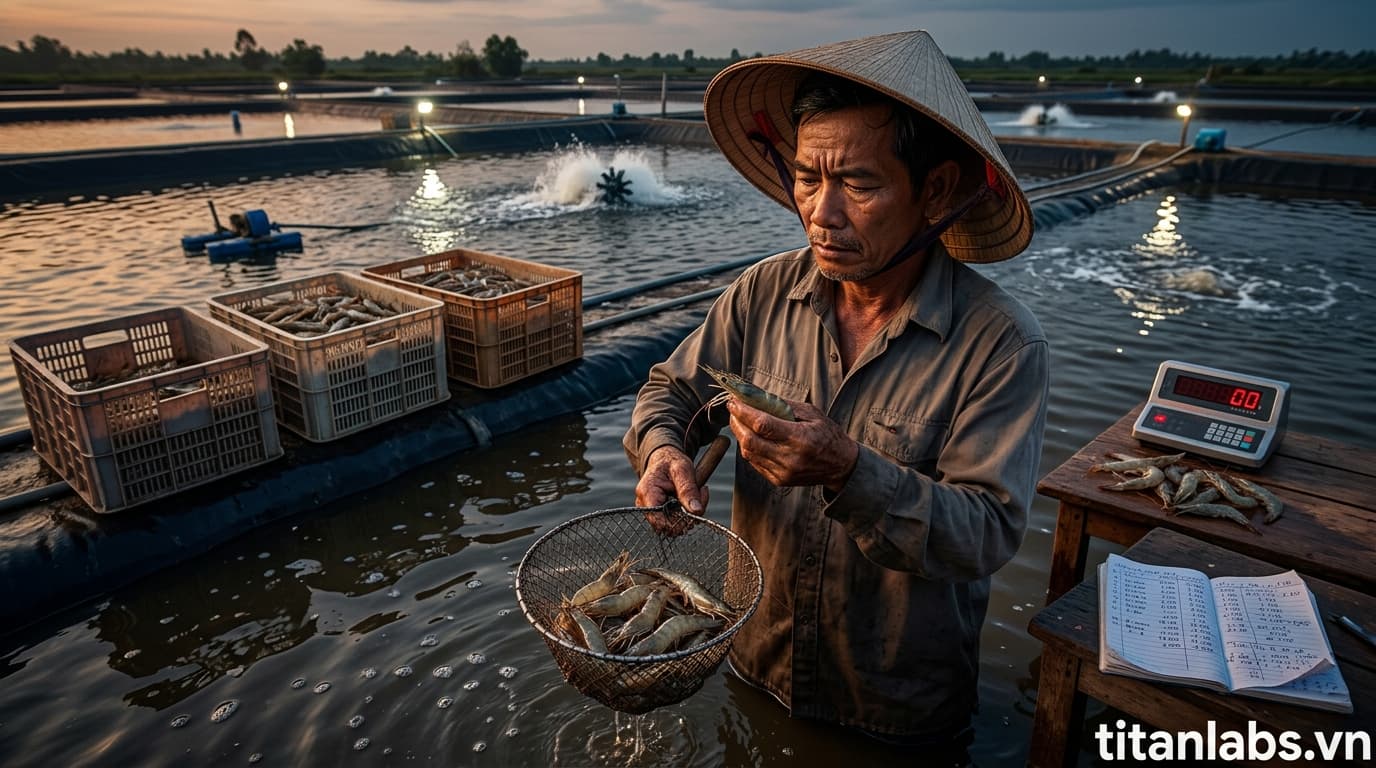 Giá tôm giảm, nông dân lo ngại thua lỗ