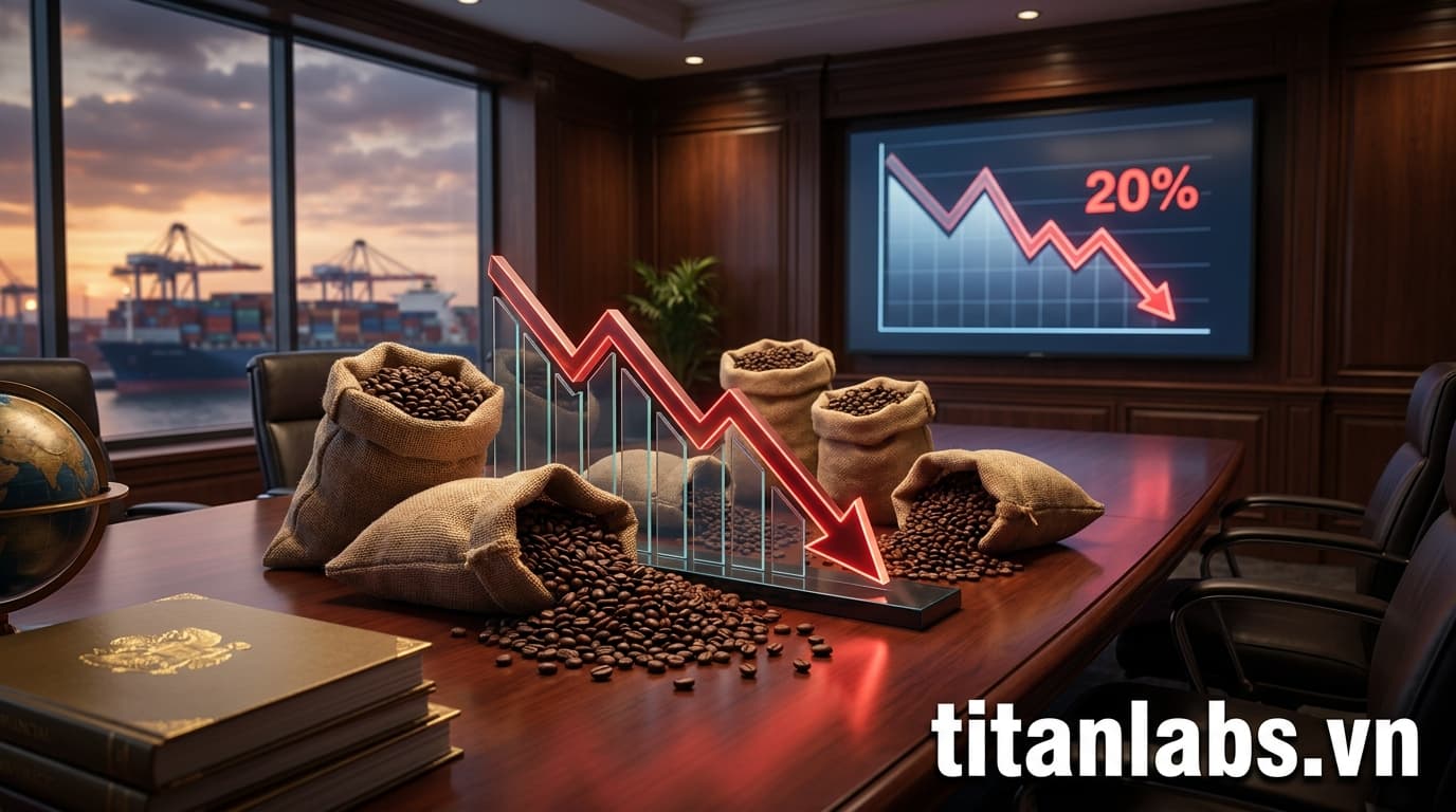 Kim ngạch xuất khẩu cà phê giảm do giá rớt 20%