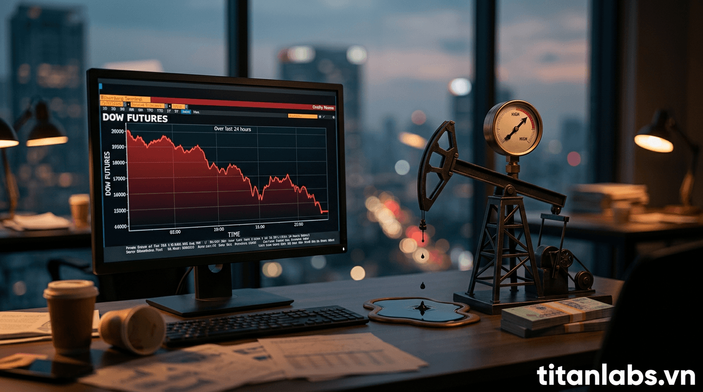 Dow futures giảm mạnh khi giá dầu tiếp tục tăng