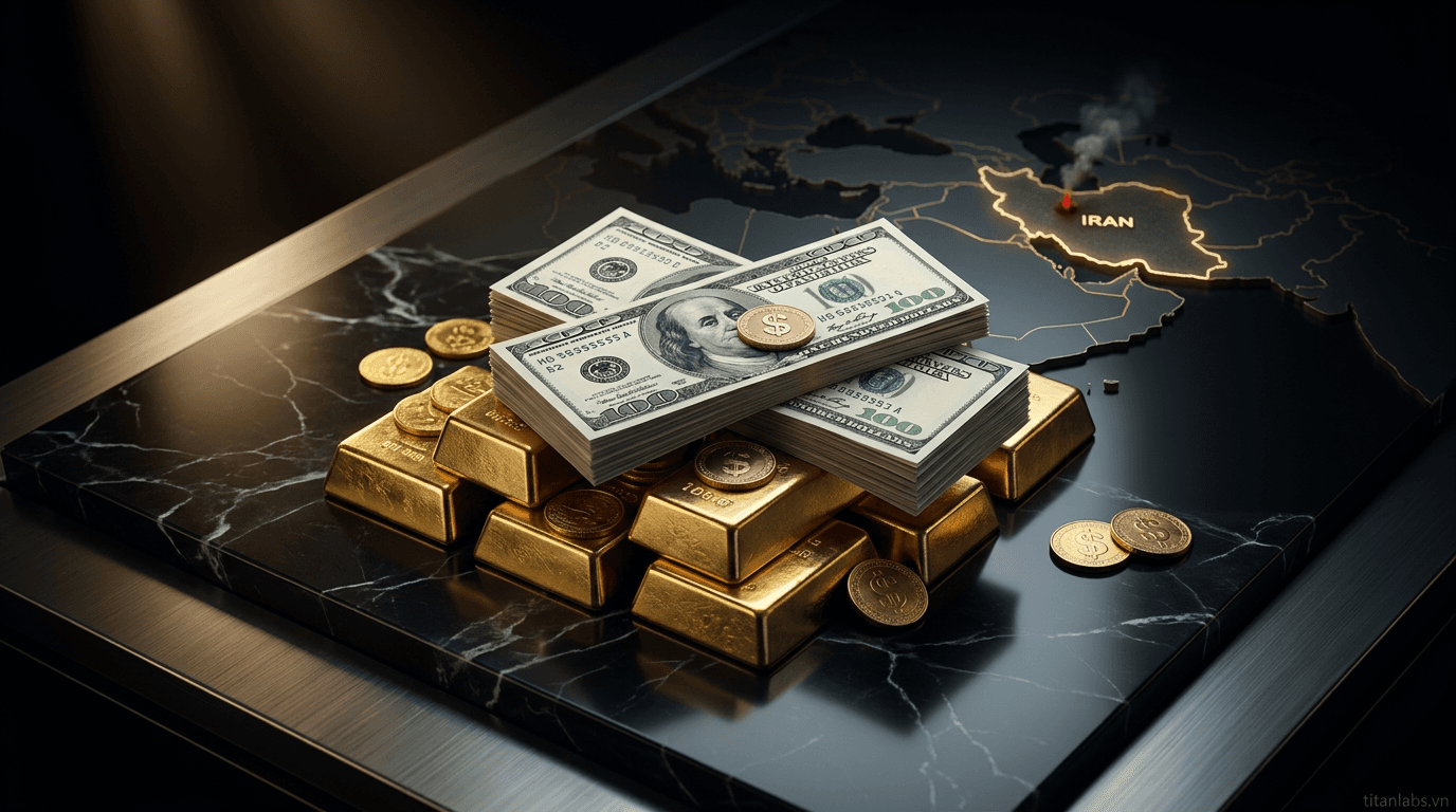 Vàng giảm giá do USD mạnh và lo ngại xung đột Iran