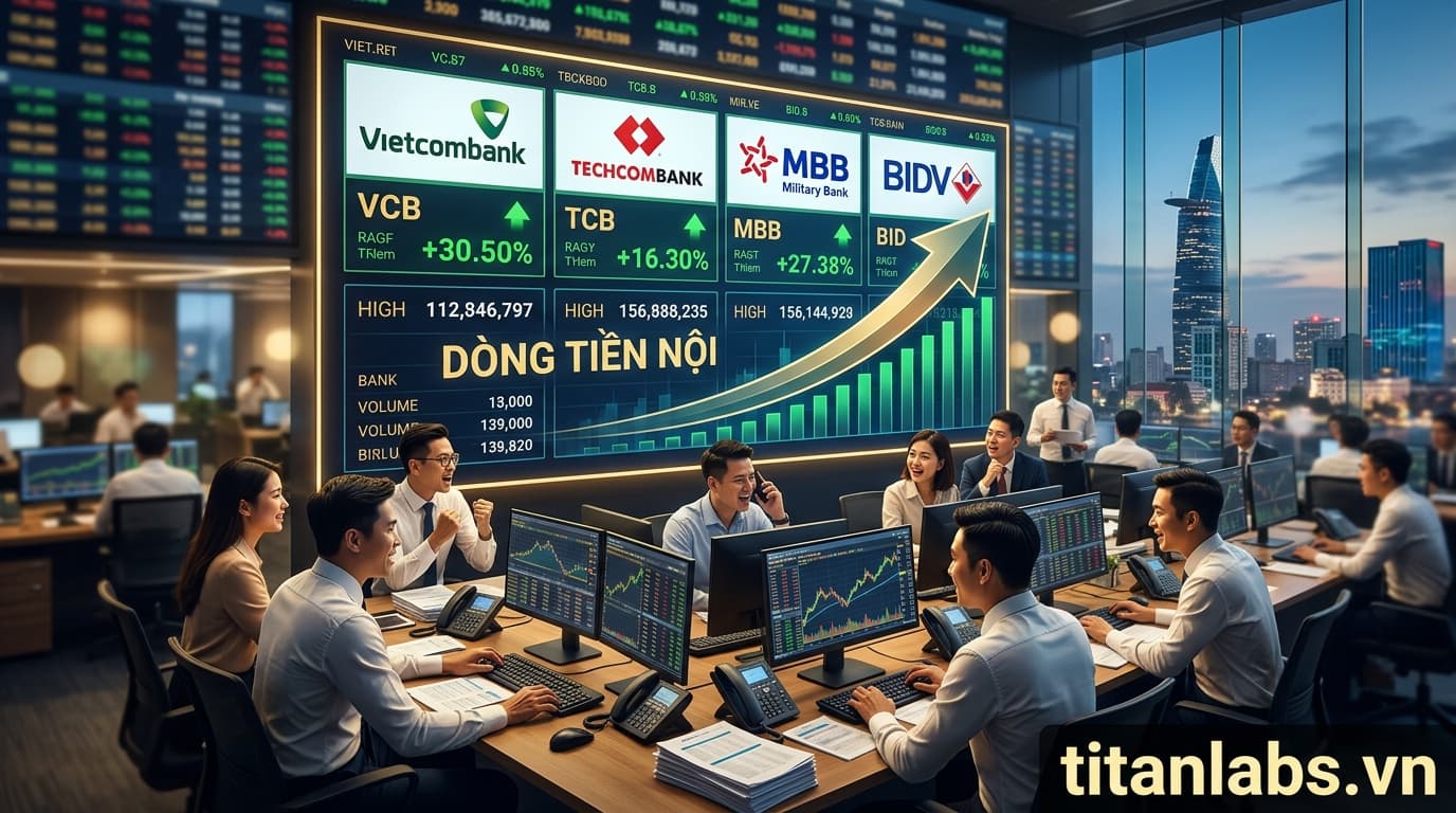Cổ phiếu ngân hàng đột ngột hút dòng tiền nội