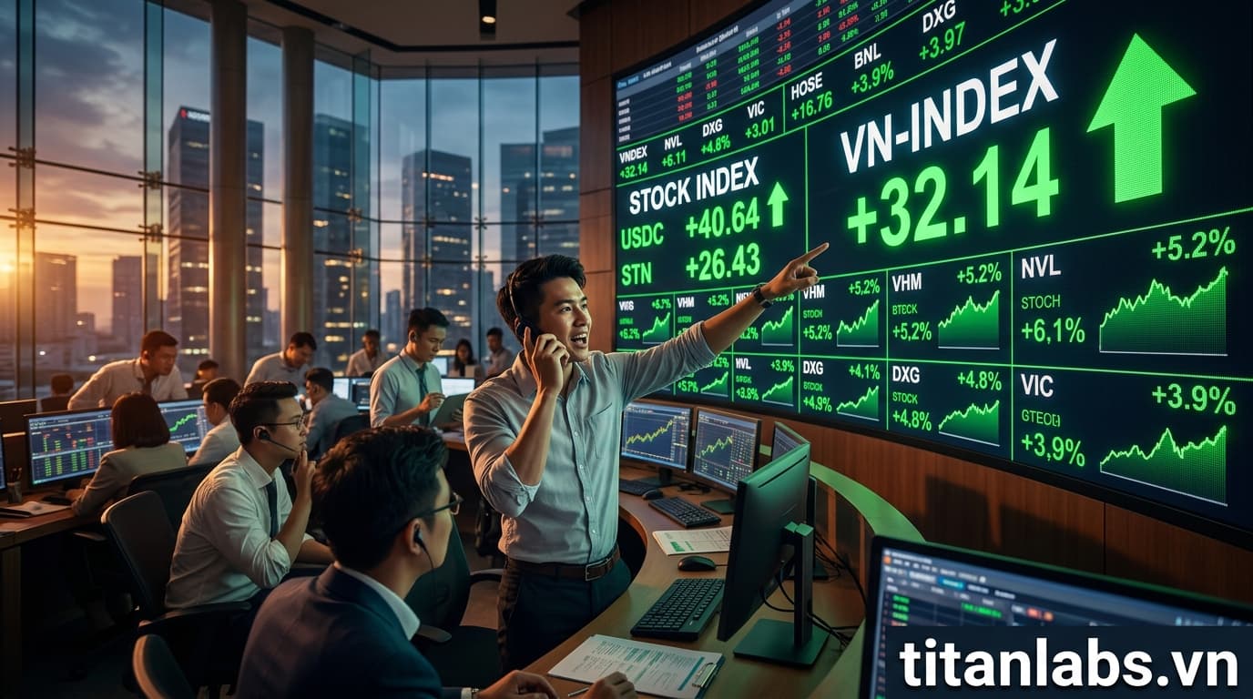 VN-Index hồi phục 32 điểm, bất động sản dẫn dắt